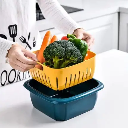 Double Layer Drain Basket With Lid